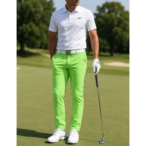 KJUS Ike Men’s Neon Green Performance Golf Pants Sample Size Small